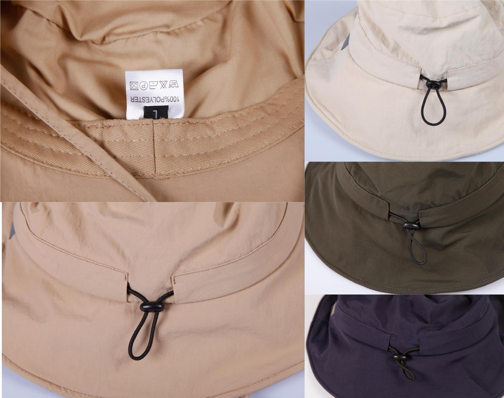 CVAMKOYT Waterproof Bucket Hat, Wide Brim, UV Protection, Quick-Drying, for Fishing, Hiking, Safari, Outdoor, Men & Women Khaki