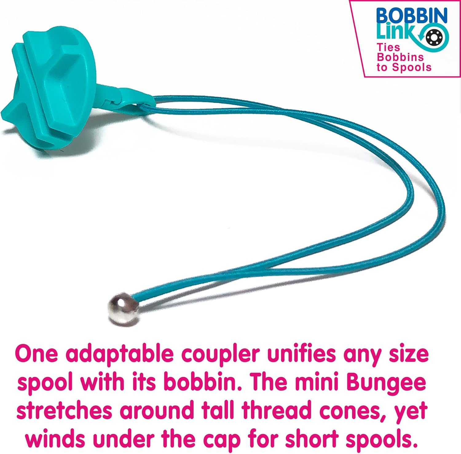 BobbinLink Universal Spool and Bobbin Connector Eliminates Color Mismatch, Enables Compact Storage Comes with 10 BobbinLinks & 10 Ringlet Thread Bands