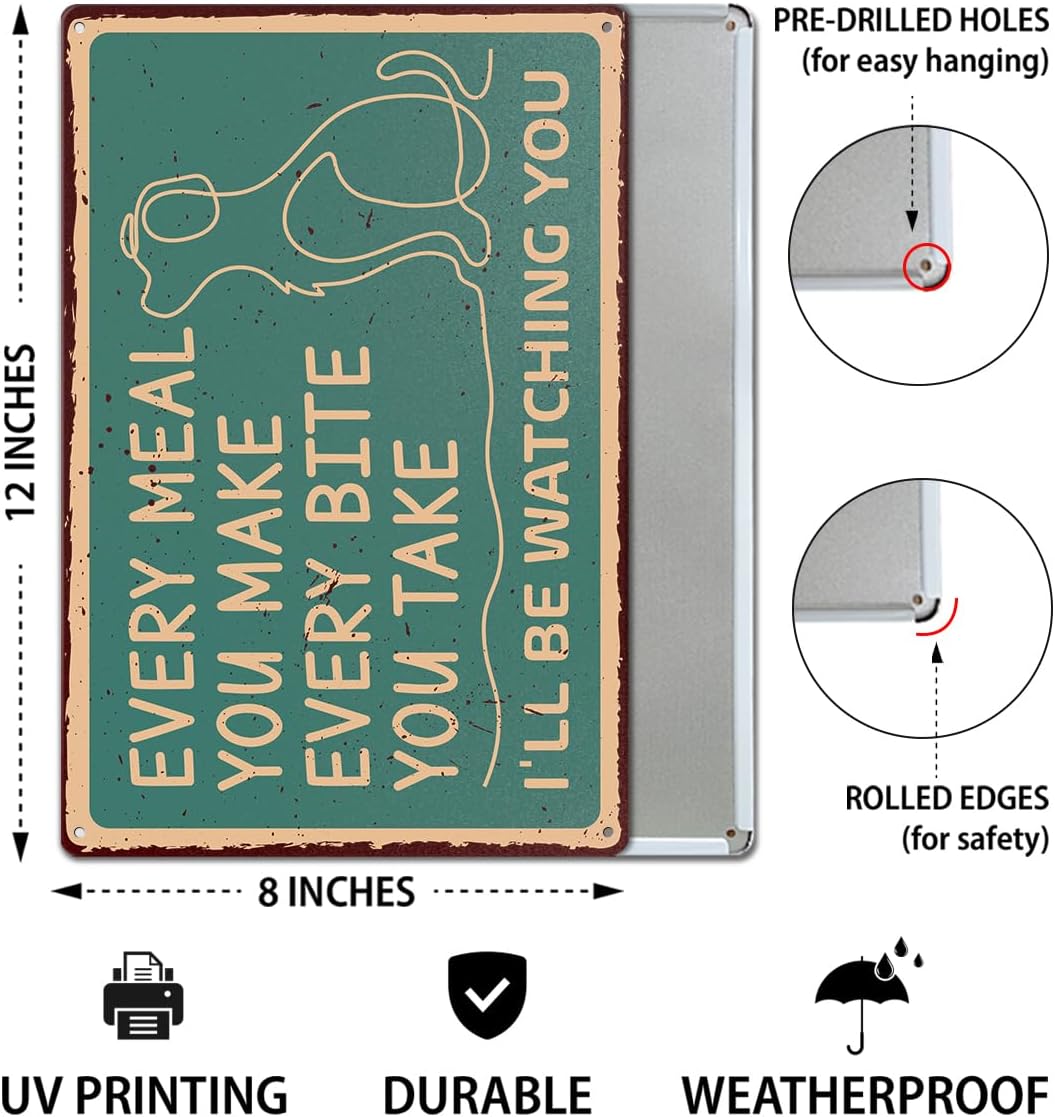 Funny Dog Lover Owner Gifts for Women Men Chef Wall Metal Sign Decor, Vintage Dog Lover Owner Mom Dad Welcome Sign Decorations for Kitchen Home Room, Every Meal You Make image 2