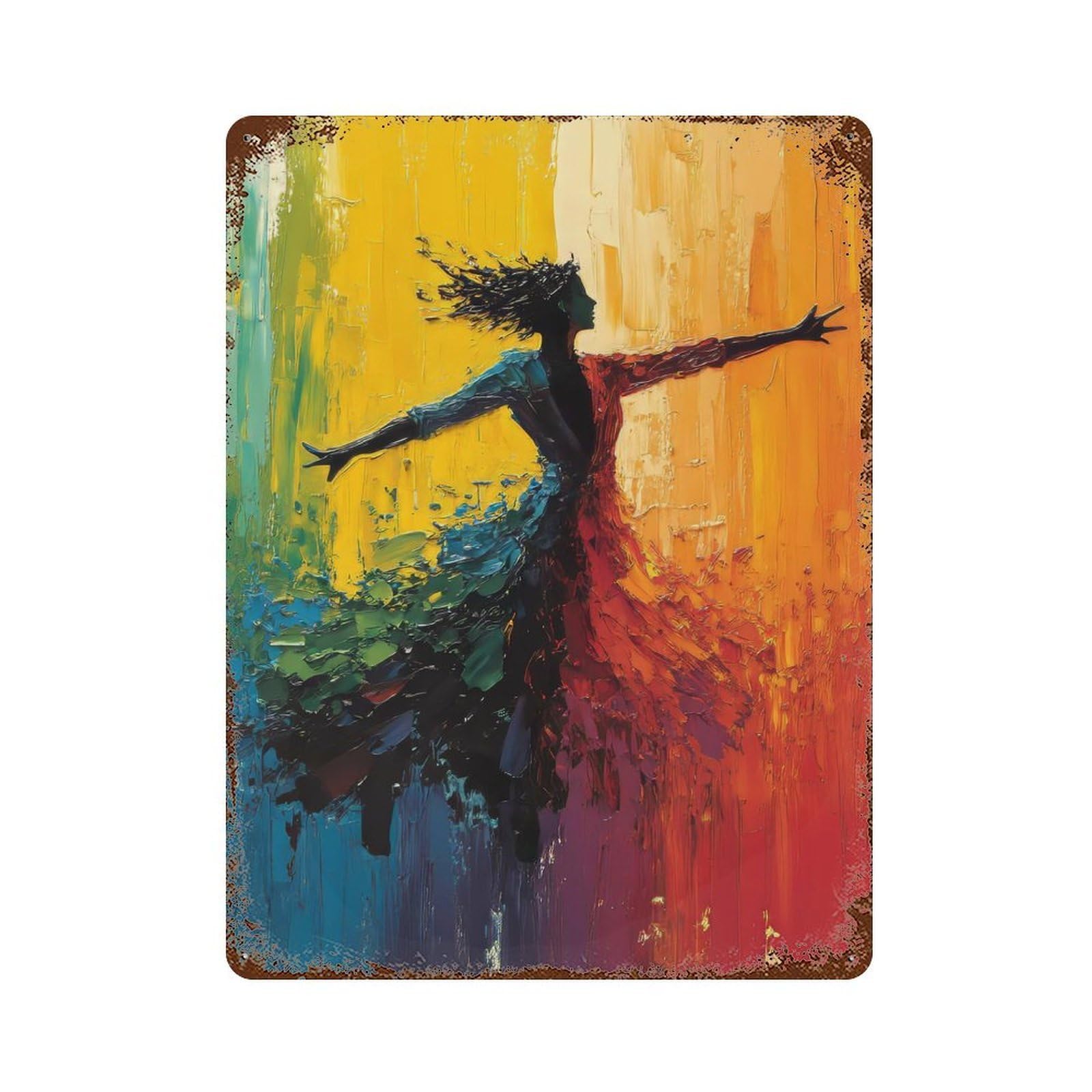 Woman in Motion Rusty Metal Tin Sign 15.7"x11.8", for Basement, Hobby Room And Garage Decor, Retro Wall Decor