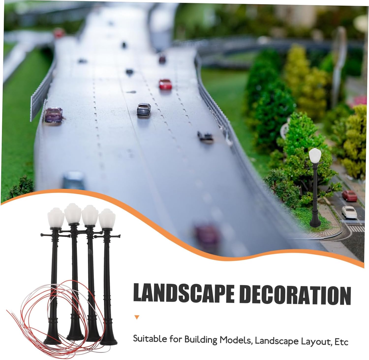 4pcs Miniature Street Lamp Models Led Solar Garden Lights Weatherproof Design for Micro Landscape Decor