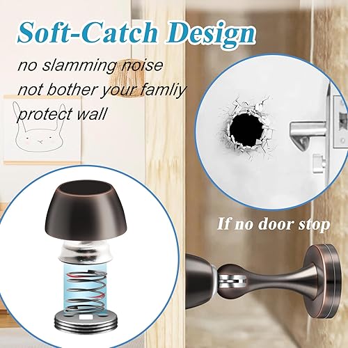 Vista 4 de Topes magnéticos para puerta, tope de puerta para montaje en pared, bronce aceitado resistente, acero inoxidable, topes de puerta para parte Bronce