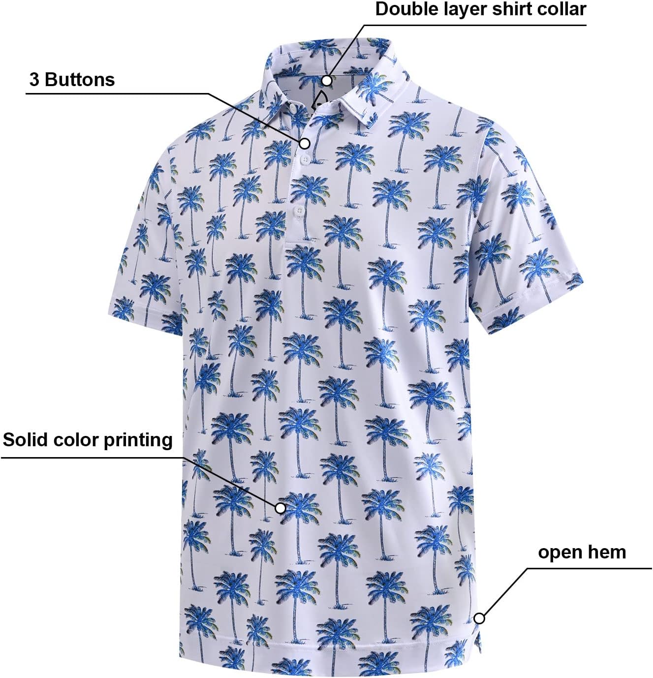 DEOLAX Mens Golf Shirt Fashion Prints Athletic Mens Polo Shirts Short Sleeve Classic Casual Dry Fit Soft Golf Shirts for Men