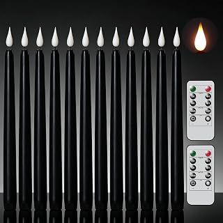 11 Inch Black Flameless Taper Candles with Remote Timer, Halloween