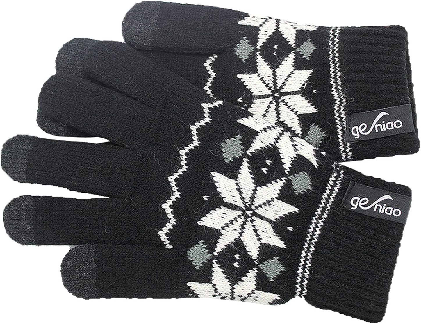 Holly Knitted Jacquard Touchscreen Gloves for Smartphones & Tablets, Small, Medium and Large
