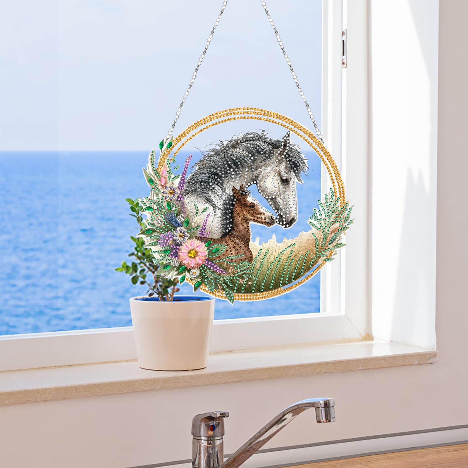Yunzlly DIY Diamantmalerei Anhänger Kit – Doppelseitig, Mit Kristall-Diamanten, Acryl-Malbrett