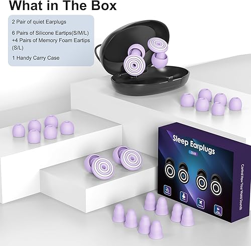 Miniatura 6 de 2 pares de tapones para los oídos para reducir el ruido del sueño, tapones para los oídos para cancelación de ruido, protección auditiva de alta