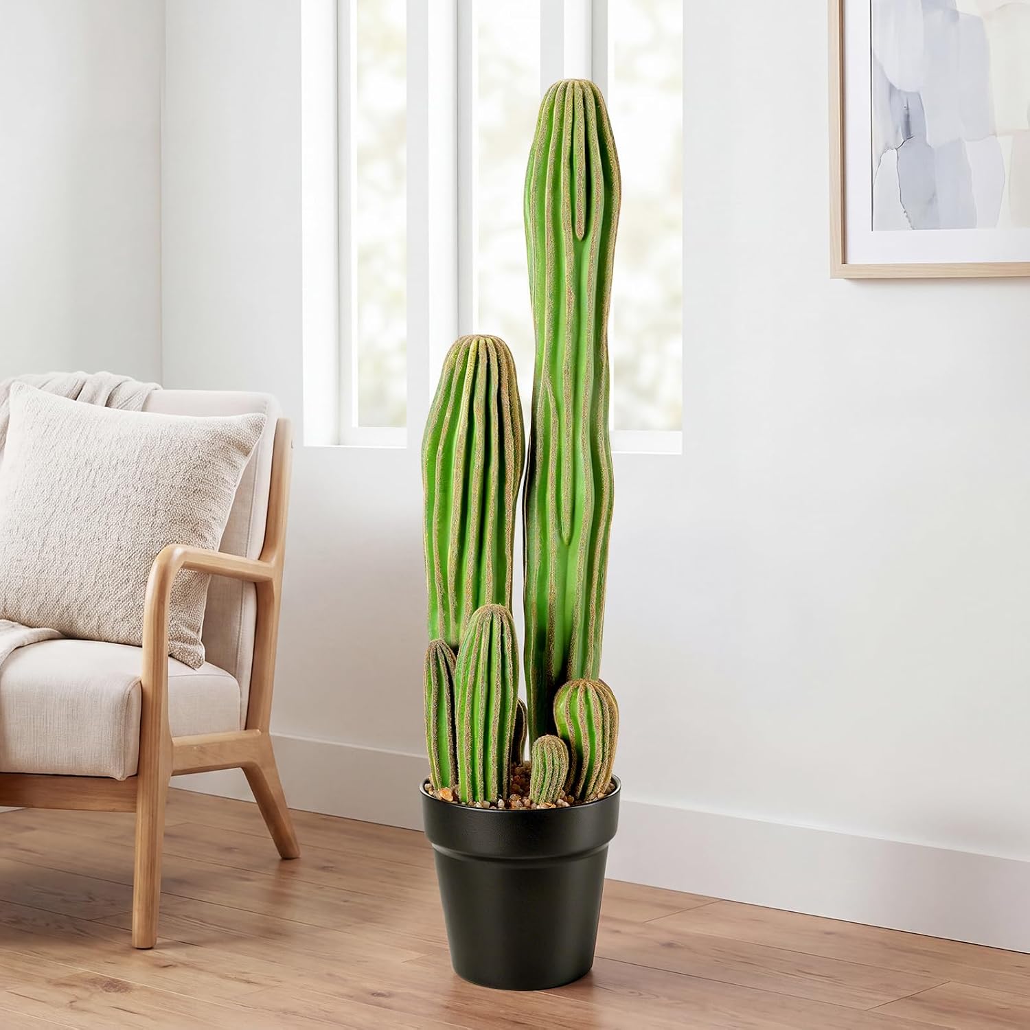 24'' Large Artificial Cactus with Pot Faux Cactus Plant for Outdoor Realistic Indoor Fake Potted Desert Cacti Decor for Home Garden Office Indoor Outdoor Decoration Housewarming Gifts