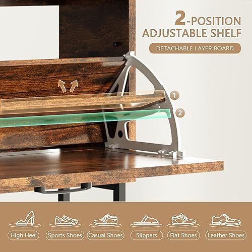 Miniatura 6 de Callales Armario de almacenamiento para zapatos para entrada, gabinete delgado y estrecho para zapatos con 2 cajones abatibles, armario organizador