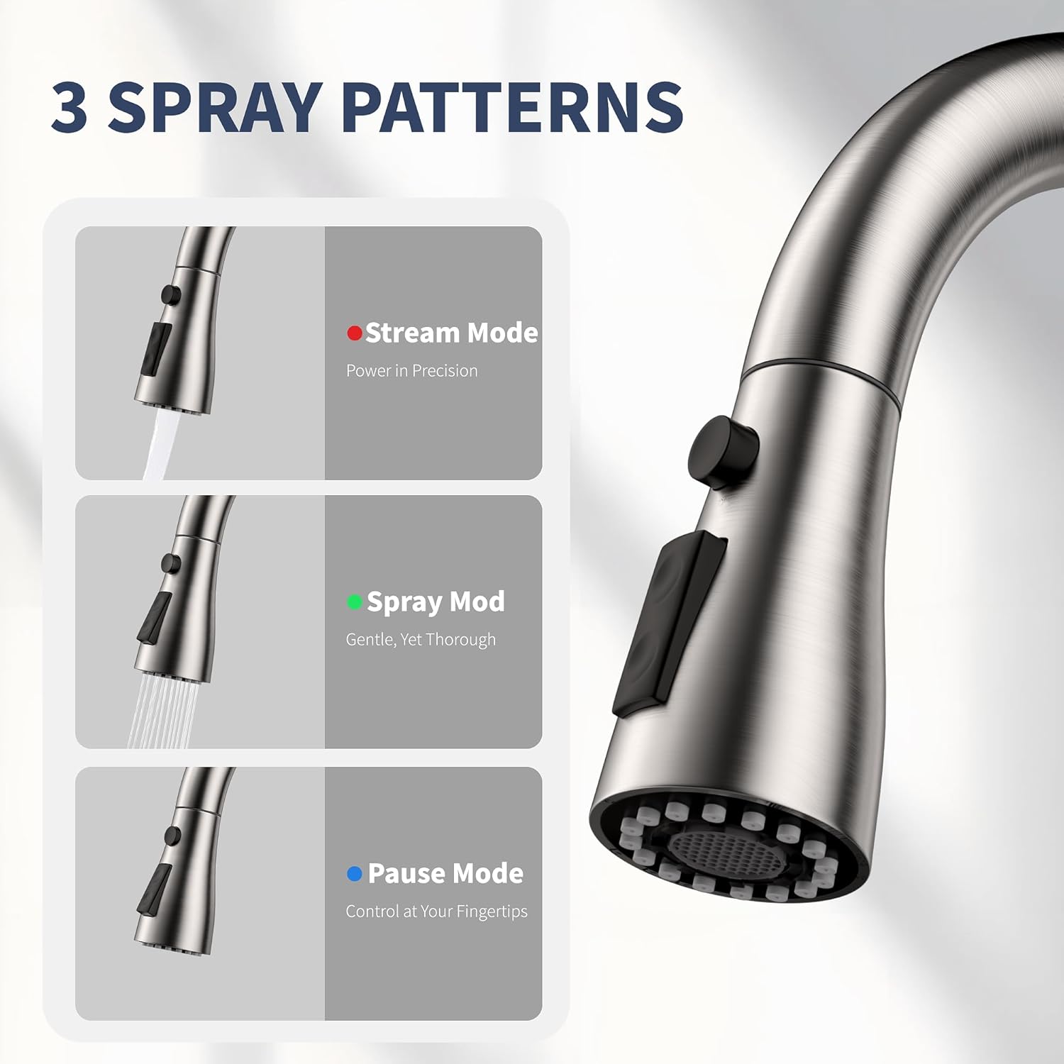 HANGE Kitchen Faucet with Pull Down Sprayer,Brushed Nickel Kitchen Sink Faucet 1-3 Hole Single Handle High Arc Stainless Steel Commercial Modern Kitchen Faucets for RV,Laundry,Bar,Utility,Farmhouse