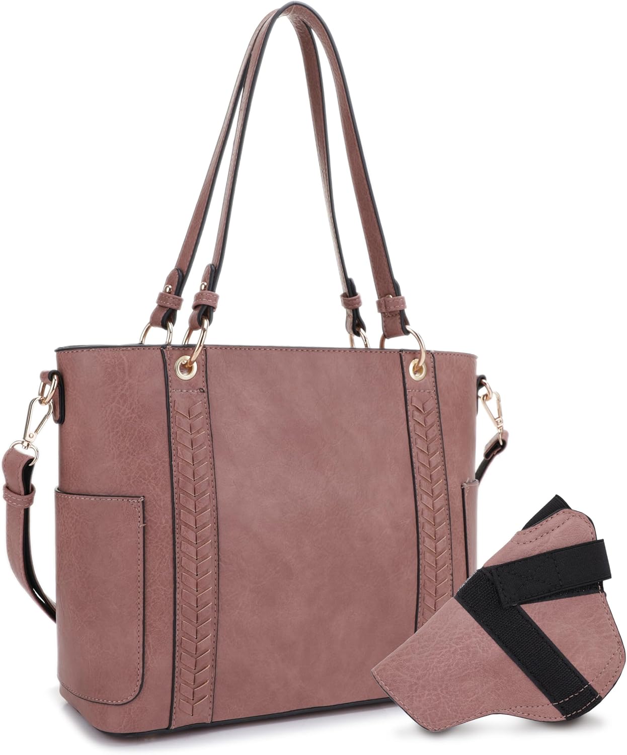 JESSIE & JAMES | Austin Whipstitching Concealed Carry Tote Bag with Lock and Key, Top Handle CCW Purse | Whipstitching, Concealed Carry, with Lock and Key, Top Handle, CCW