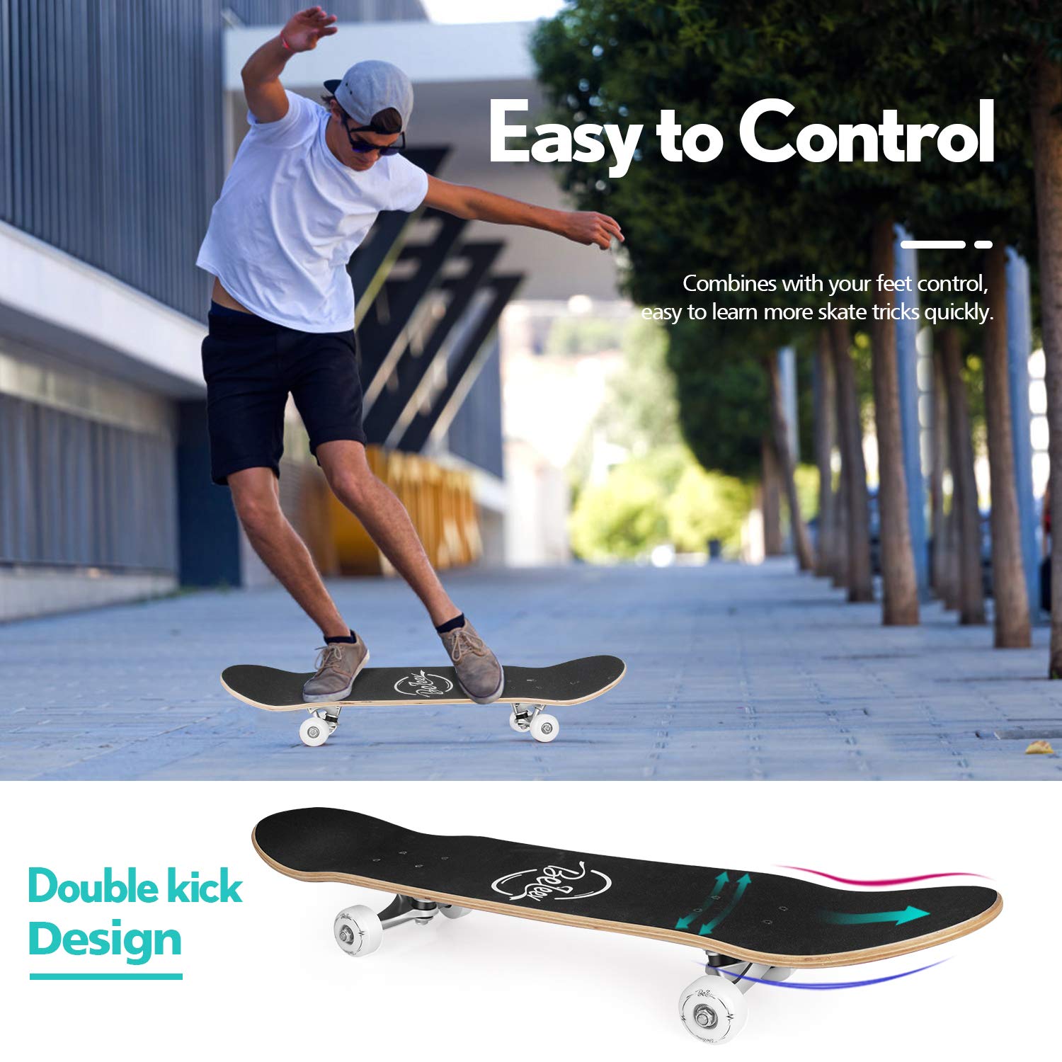 Buy BELEEV Skateboards, 31 x 8 inch Complete Skateboard for Beginners