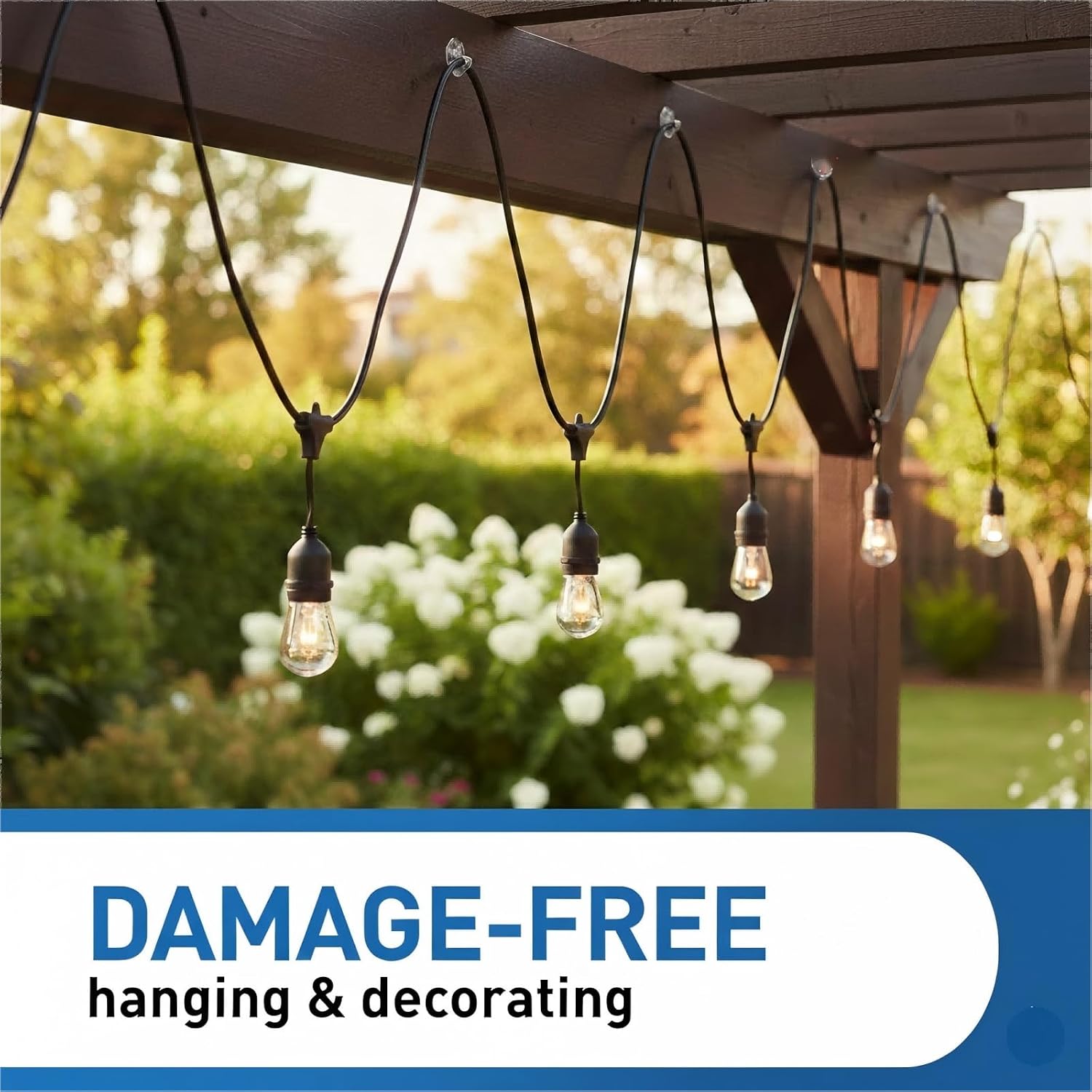 60PCS Light Clips for Outdoor Indoor Use, Self Adhesive Cable Hooks for String Lights, Fairy Lights, and Decorations, Wire Management Clips for Home, Roof, Wall, Party & Holiday Decor