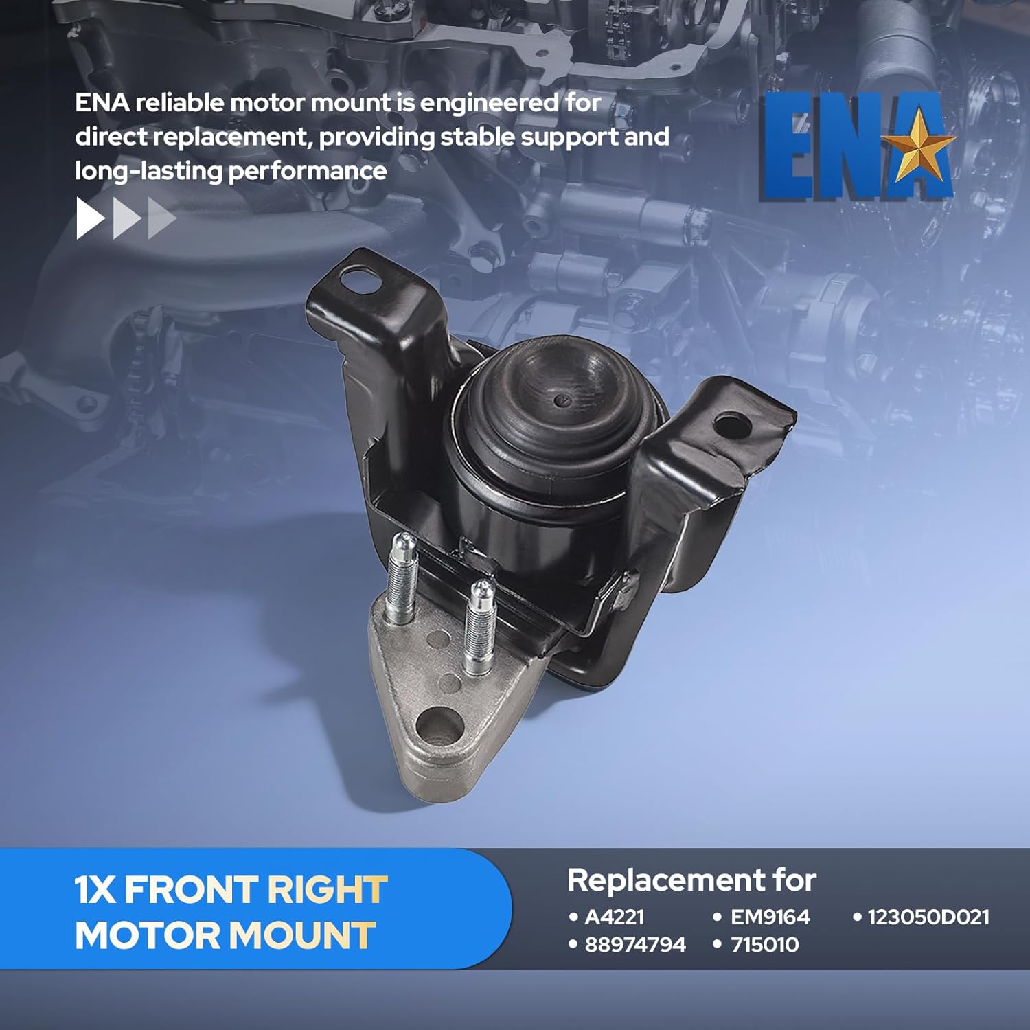ENA Set of 1 Front Right Motor Mount Compatible with Toyota Pontiac Vibe Corolla Matrix 2003 2004 2005 2006 2007 2008 1.8L Automatic Transmission Replacement for EM9164 A4221 123050D021