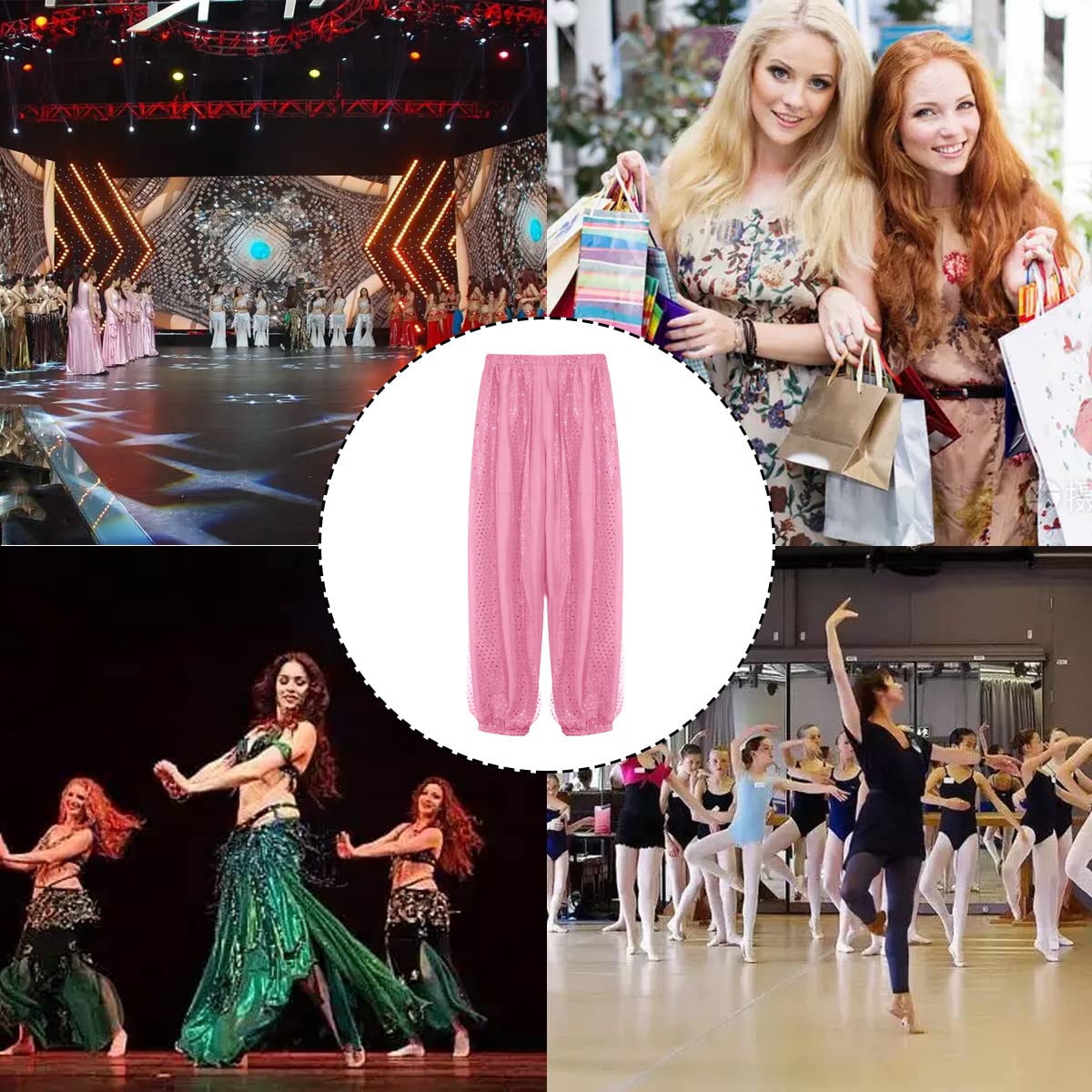 Pantalon Harem de Danse du Ventre Arabe Tribal en Mousseline de Soie, Costume de Performance Lâche Brillant pour Fête Zumba Dansant Yoga