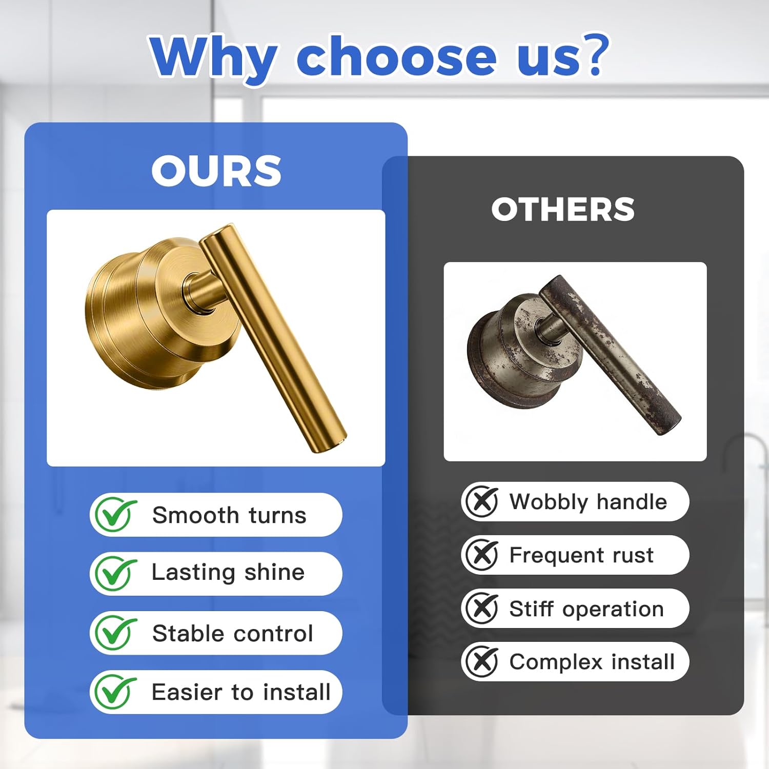 Replacement for Moen Tub/Shower Lever Handle, Compatible with Moen Shower Handle and for 1222 Cartridge,Single Handle Faucets for Adjust Water Volume and Temperature,All Metal Retro Gold