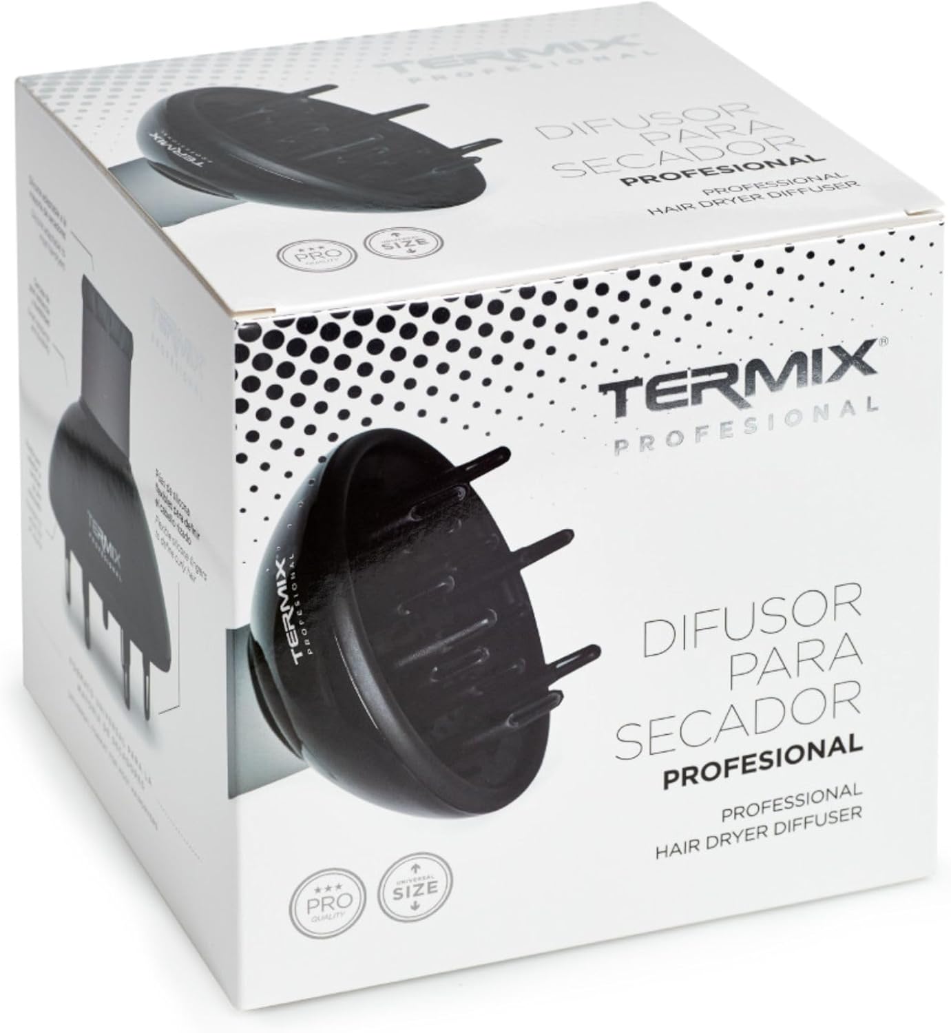 Termix Spiked Hairdryer Diffuser Termix, Universal, Adjustable Diffuser 100 Percent Adjustable so You can Choose the Opening of the Perforation Black Colour
