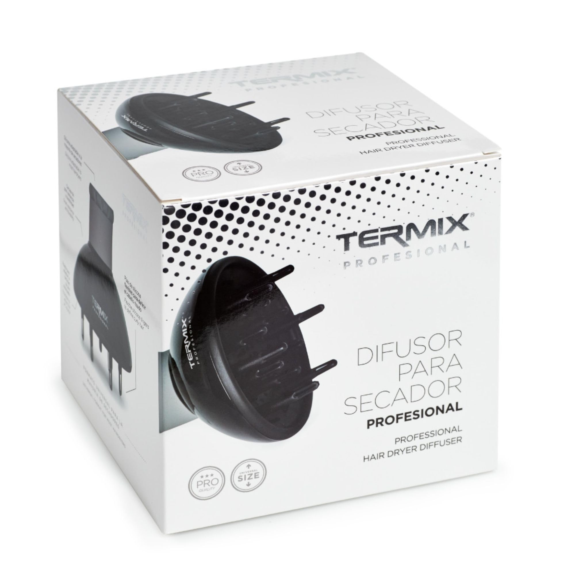Termix Dyfuzor do włosów z kolcami, uniwersalny, regulowany dyfuzor w 100% regulowany, dzięki czemu można wybrać otwór perforacji, kolor czarny