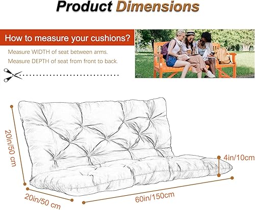 Miniatura 237 de Cojín de repuesto para columpio de 2-3 asientos, cojines de banco para exteriores con respaldo grueso de 4 pulgadas, muebles de patio, jardín, Flor