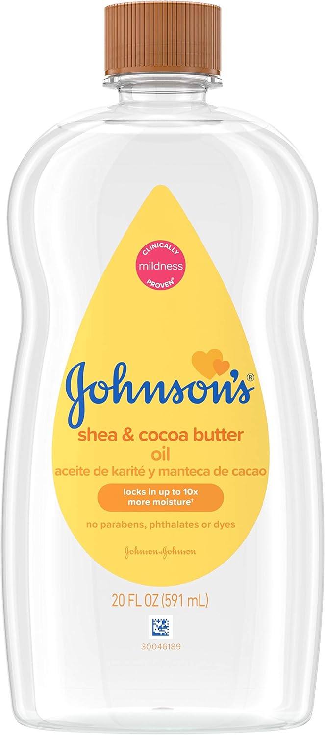 Johnson's Baby Oil Shea and Cocoa Butter, 20 Ounce (Pack of 2) : Baby