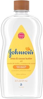 Johnson's Baby Oil with Shea & Cocoa Butter, 20oz Pack of 6 - Locks in 10x Moisture, Allergy-Tested for Baby Massage & Dry Skin Relief