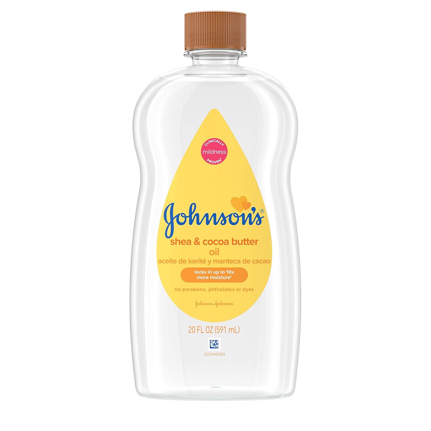 Johnson's Baby Oil with Shea & Cocoa Butter, 20oz Pack of 6 - Locks in 10x Moisture, Allergy-Tested for Baby Massage & Dry Skin Relief