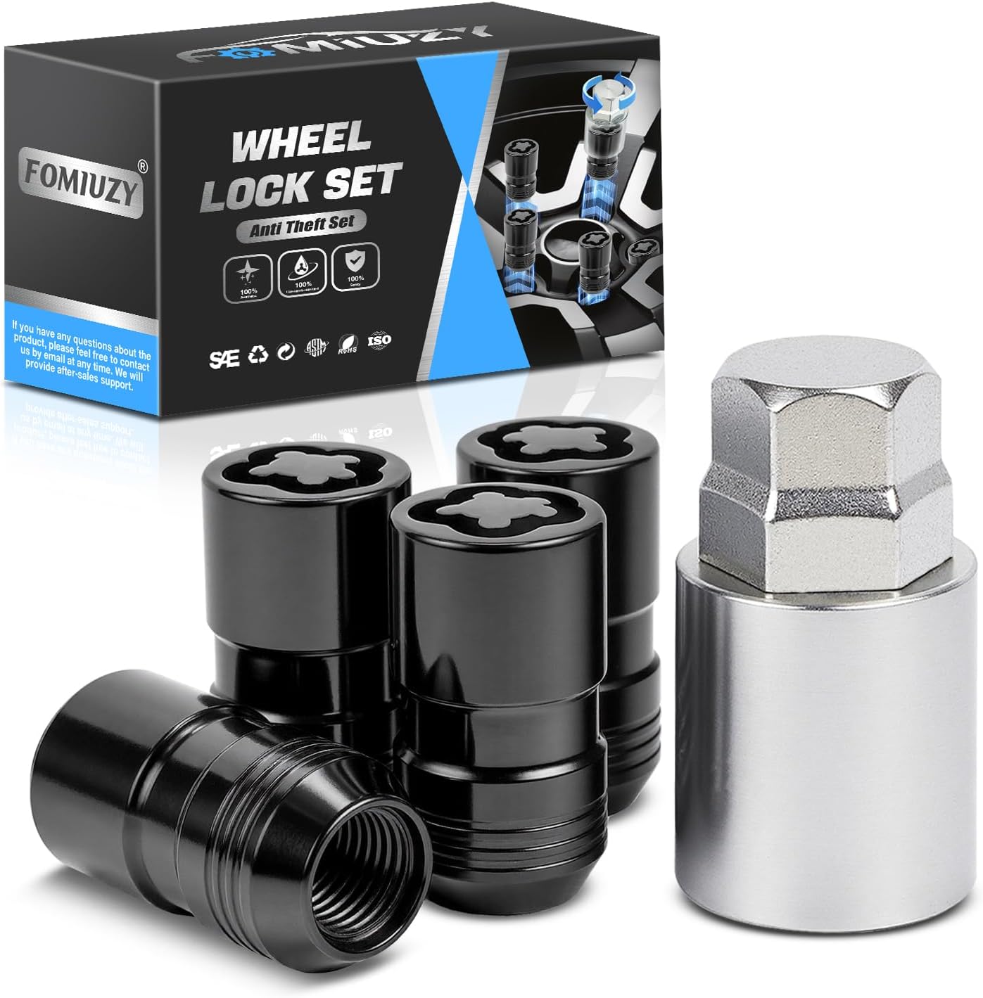 Wheel Lock Lug Nut M14x1.5 Anti Theft Fit Jeep Wrangler Grand Cherokee Dodge Ram 1500 Charger Ford F150 Honda Civic Odyssey Pilot Acura MDX Chevy Camaro Traverse Equinox Cadillac Replace 24216