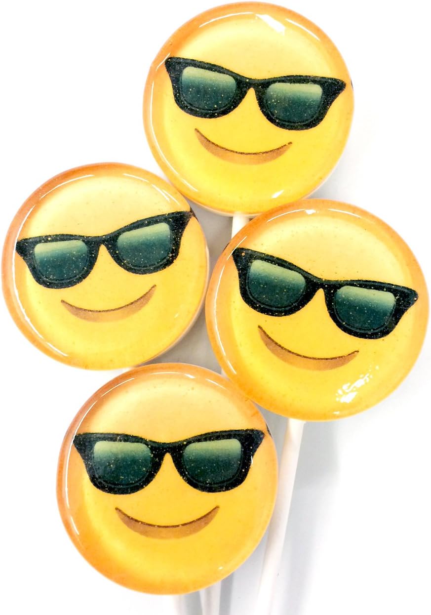 Smiling Face with Sunglasses Emoji Lollipops 25 Count
