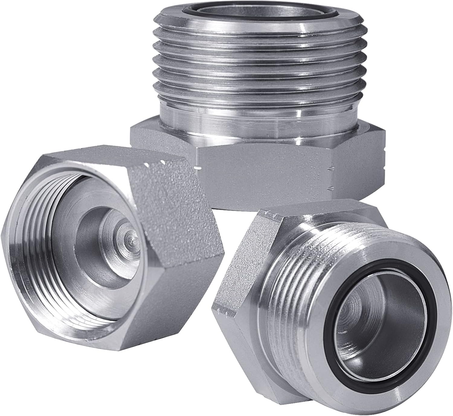 64pcs ORFS Cap and Plug Kit O Ring Face Cap and Plug Kit,Hydraulic Plugs and Caps Kit with Precision Threaded in ORFS,Sizes-04 06 08 10 12 16