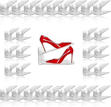 NVGSN 30Pack Clear Shoe Slot Organizer,Shoe Stacker,Storage Space Saver 50%