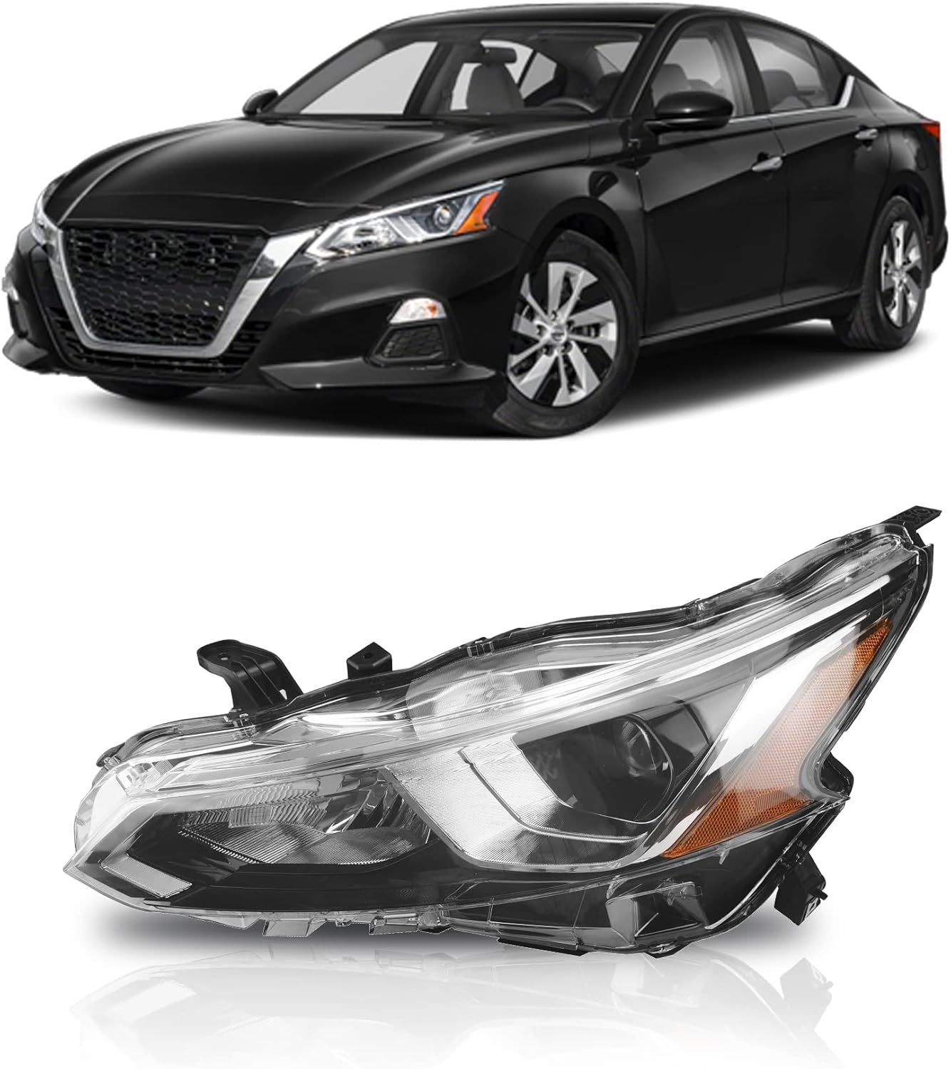 PartsFlow Halogen Headlight Left Driver Side w/o Bulbs Headlamp For 2019 2020 2021 2022 Nissan Altima NI2502265