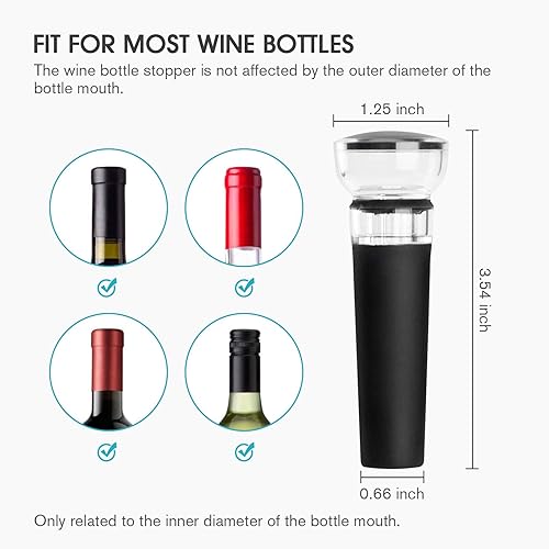 Miniatura 3 de mafiti Juego de 2 tapones de vino, tapón para botella de vino con bomba de ahorro de vino integrada al vacío, tapas de silicona aptas para