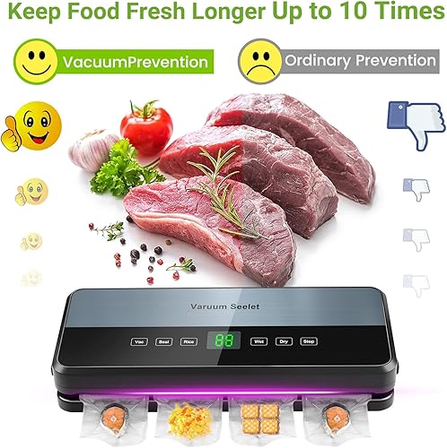Vacuum Sealer, Vacuum Sealer with Vacuum Bags, 6 in 1 Vacuum Sealer for Dry, Moisture, Fresh, Foil Sealing Machine with Built-in Cutter with 30 Vacuum Bags and 1 Roll of Vacuum Roll - 2