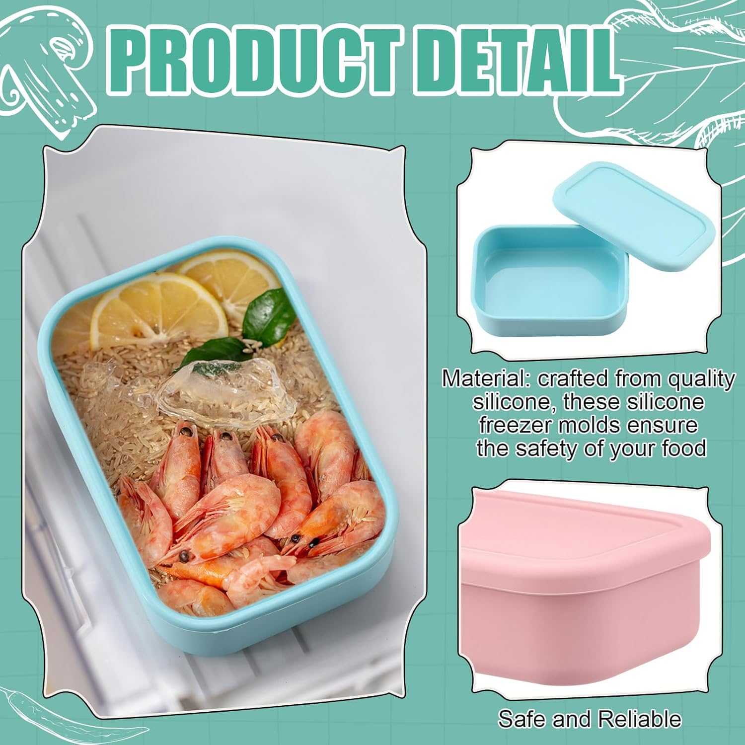 Nuogo 8 Pcs 2 Cup Silicone Freezer Trays with Lid Silicone Soup Freezer Molds Rectangle Soup Containers Reusable Food Preserving Tray Freezing Ice Trays for Soups Sauces Stews (Multicolor)