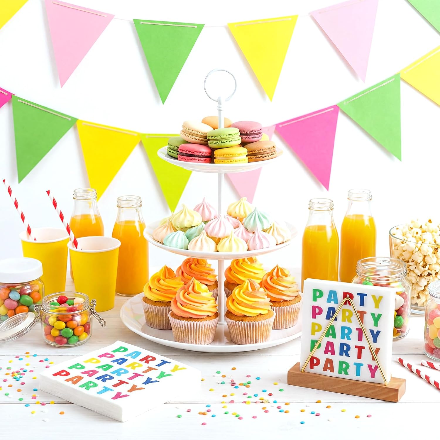 Natnarr 100 Pcs Party Napkins, 5" Rainbow Napkins for Birthday image 5