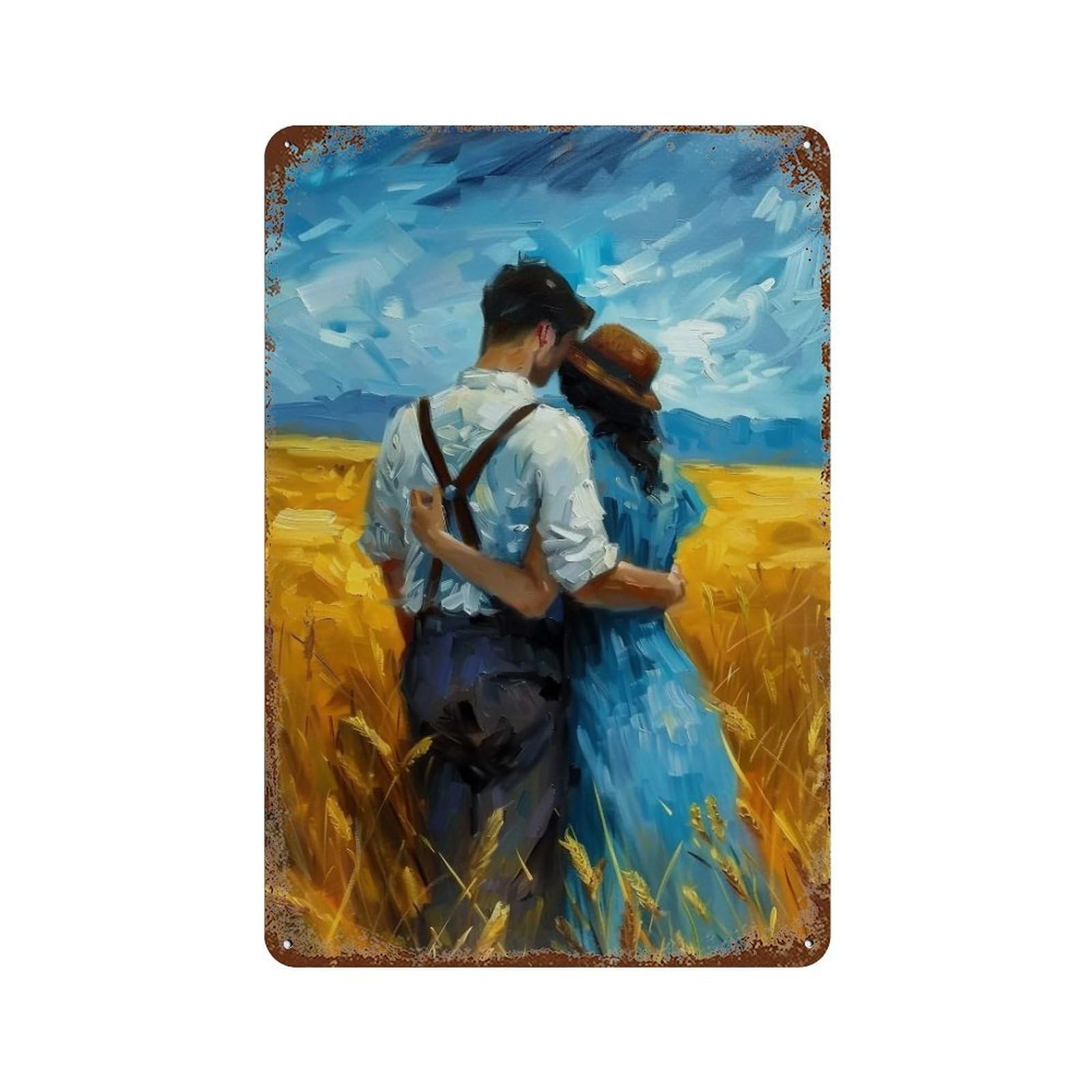 WUJHGRSG Wheatfield Embrace 01 Wall Art Retro Iron Vintage Metal Tin Sign Poster Modern Decor for Home Cofffee Club Bar Shop Style 30x20cm