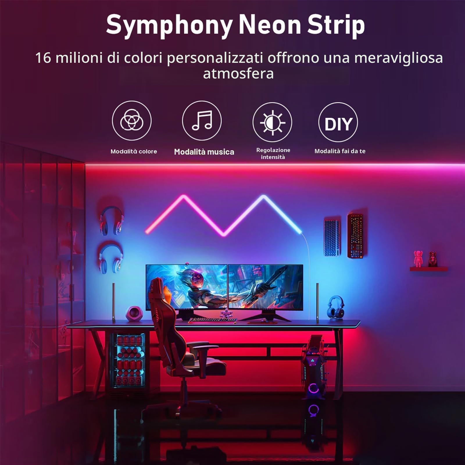 Striscia LED Neon 15M, RGB LED Striscia Neon con 1080 LED | Luci al Flessibile con con APP Bluetooth e Telecomando, Sincronizzazione Musicale, LED per Halloween, Natale(1×15m)