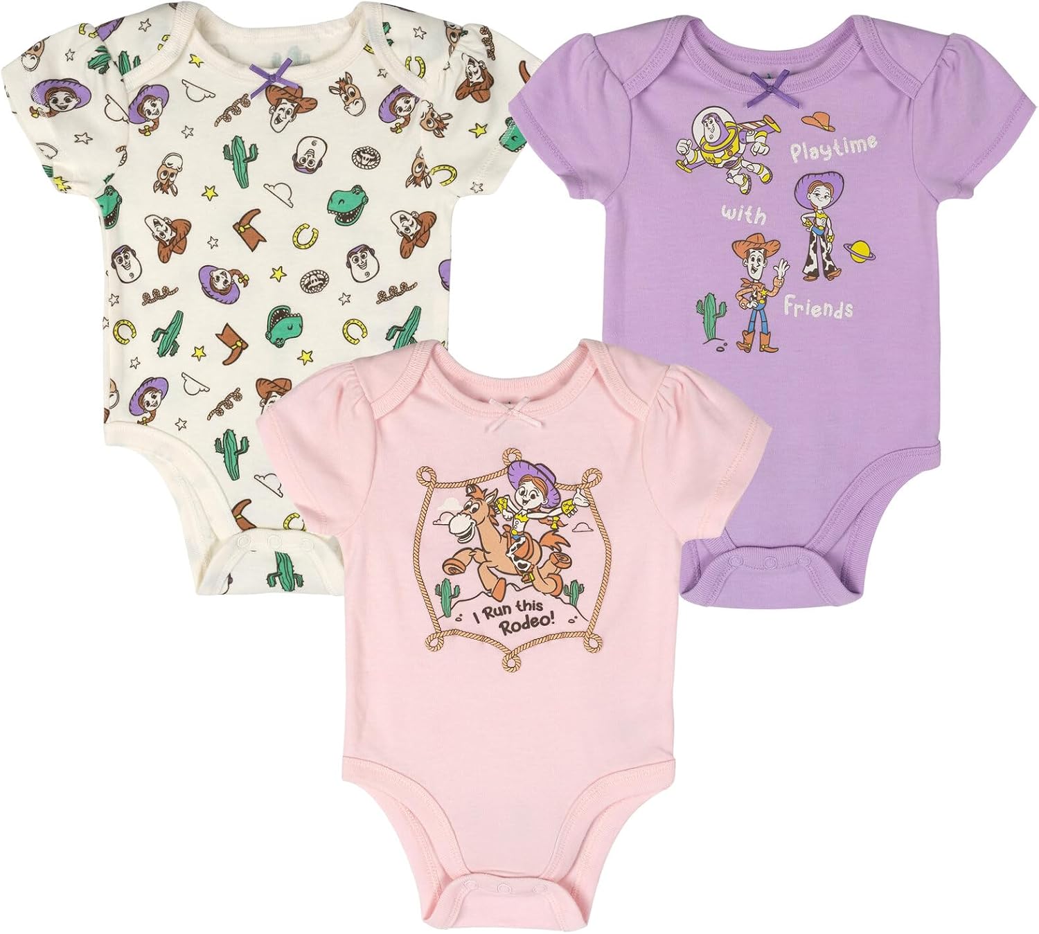 Disney Baby 3-Pack Short Sleeve Bodysuits Newborn to Infant