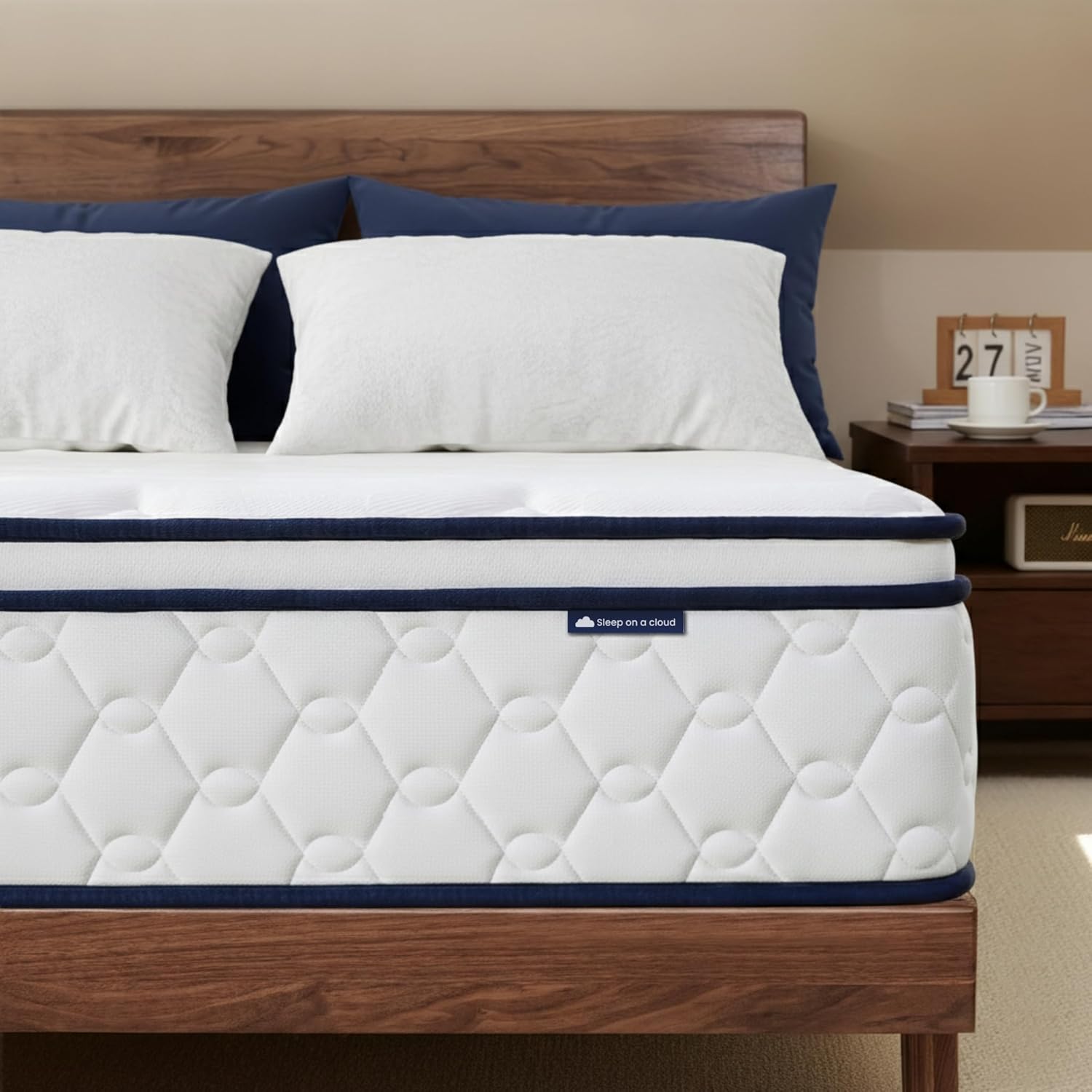 Double Mattress 4FT6, 11 Inch Hybrid Double Mattresses with Breathable Foam and Pocket Sprung, Medium Firm Orthopedic Support Mattress, Motion Isolation, 135x190x28cm image 1