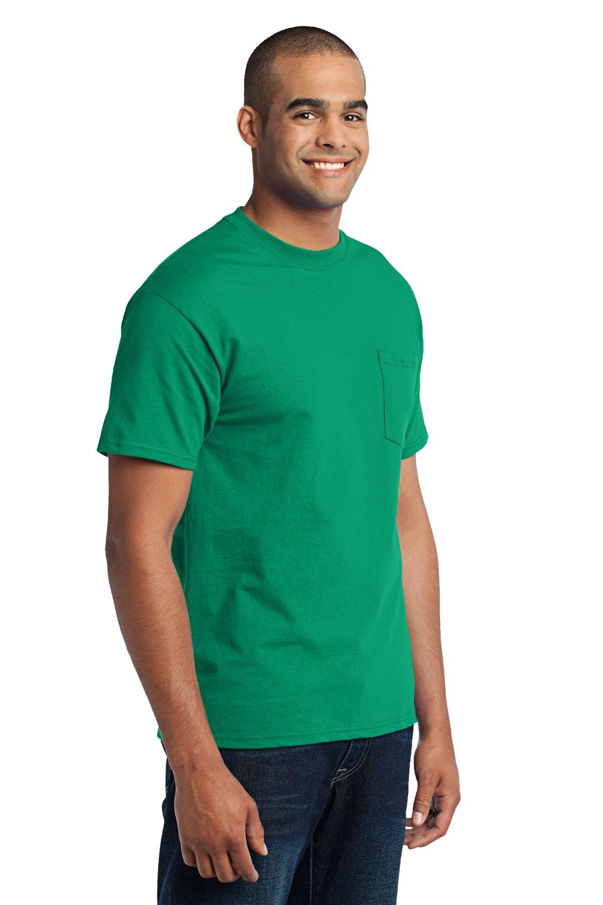 Port & Company Men's 50/50 Cotton-Poly Pocket T-Shirt - Soft, Durable Tee In White, Size 2XL