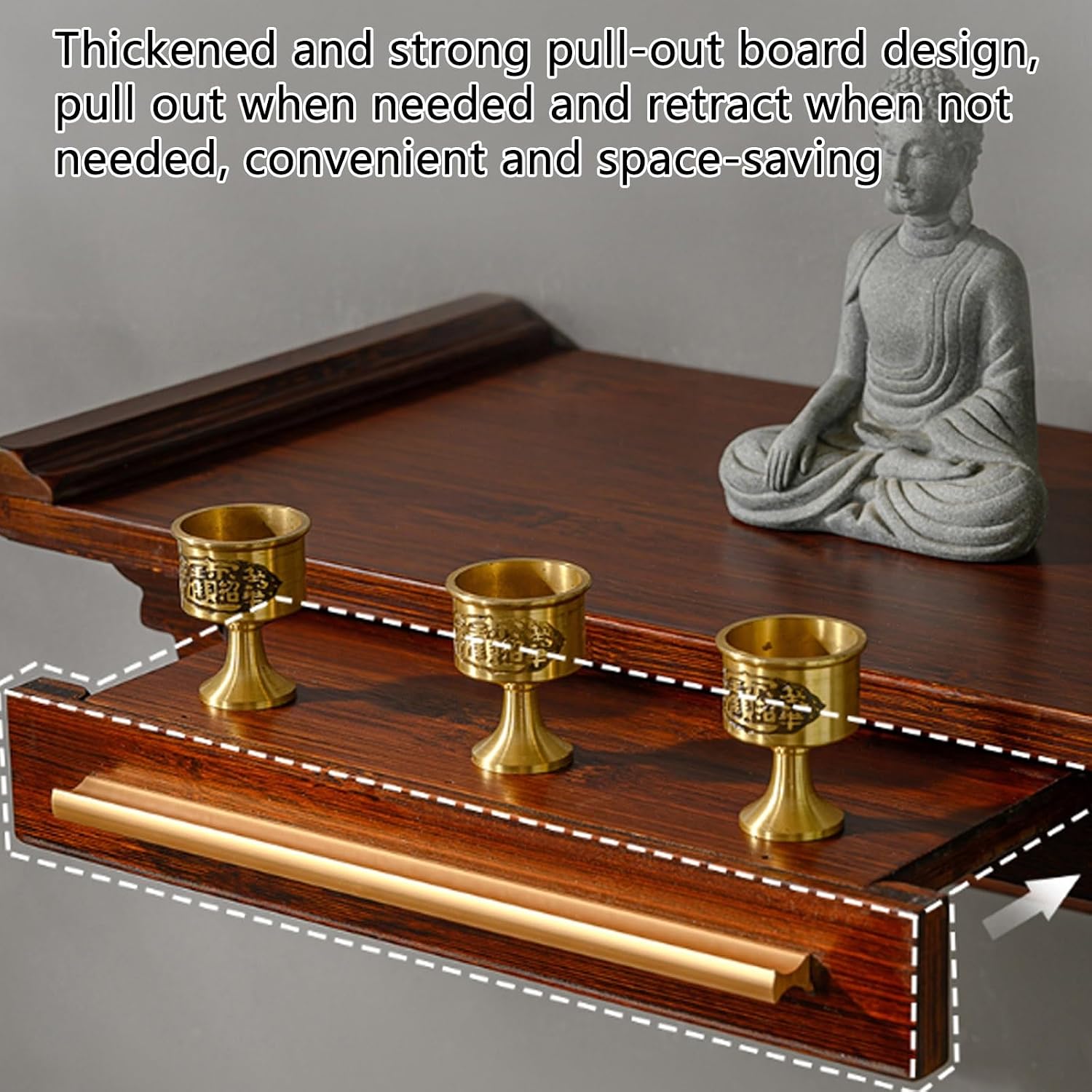 Wall Mounted Buddha Niche Buddha Altar,Wall Mounted Chinese Personal Buddha Niches Shrine Meditation Table,Wooden Buddhist Altars,Miniature Meditation Altar(40x25cm/15.7x9.8in)