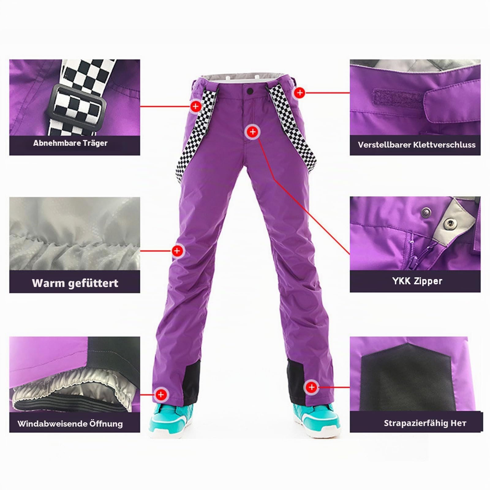 ALSOGO Damen Skianzug Schneeanzug Winddicht Wasserdicht Skifahren Snowboardjacke Trägerhose Set Zum Skifahren Snowboarden Klettern SMNGN+Black L