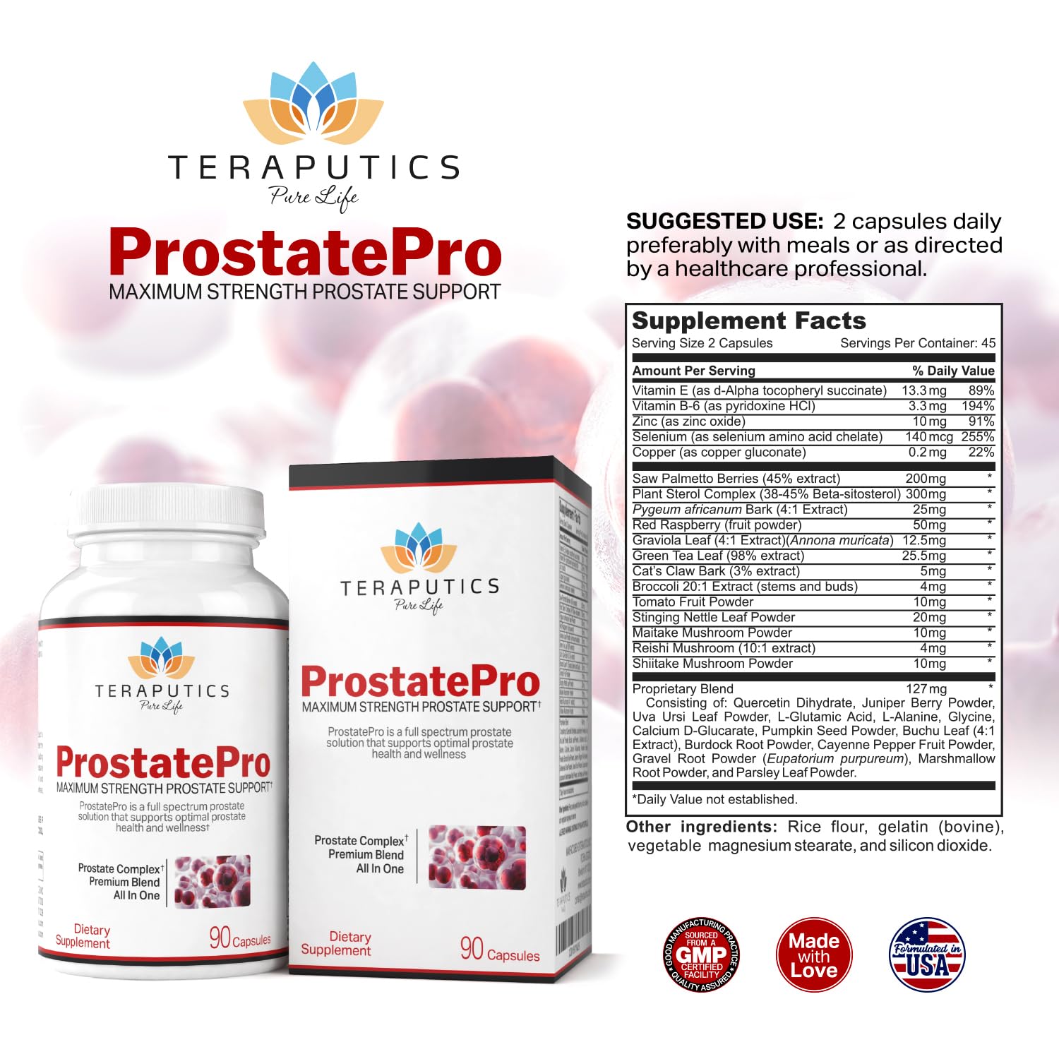 ProstatePro - 33 Herbs Saw Palmetto Prostate Health Supplements For Men | Reduce Urination | Hair Growth w/ DHT Blocker | Beta Sitosterol, Pygeum and Saw Palmetto for Men Prostate Support, 90 Capsules — Amazon image 2