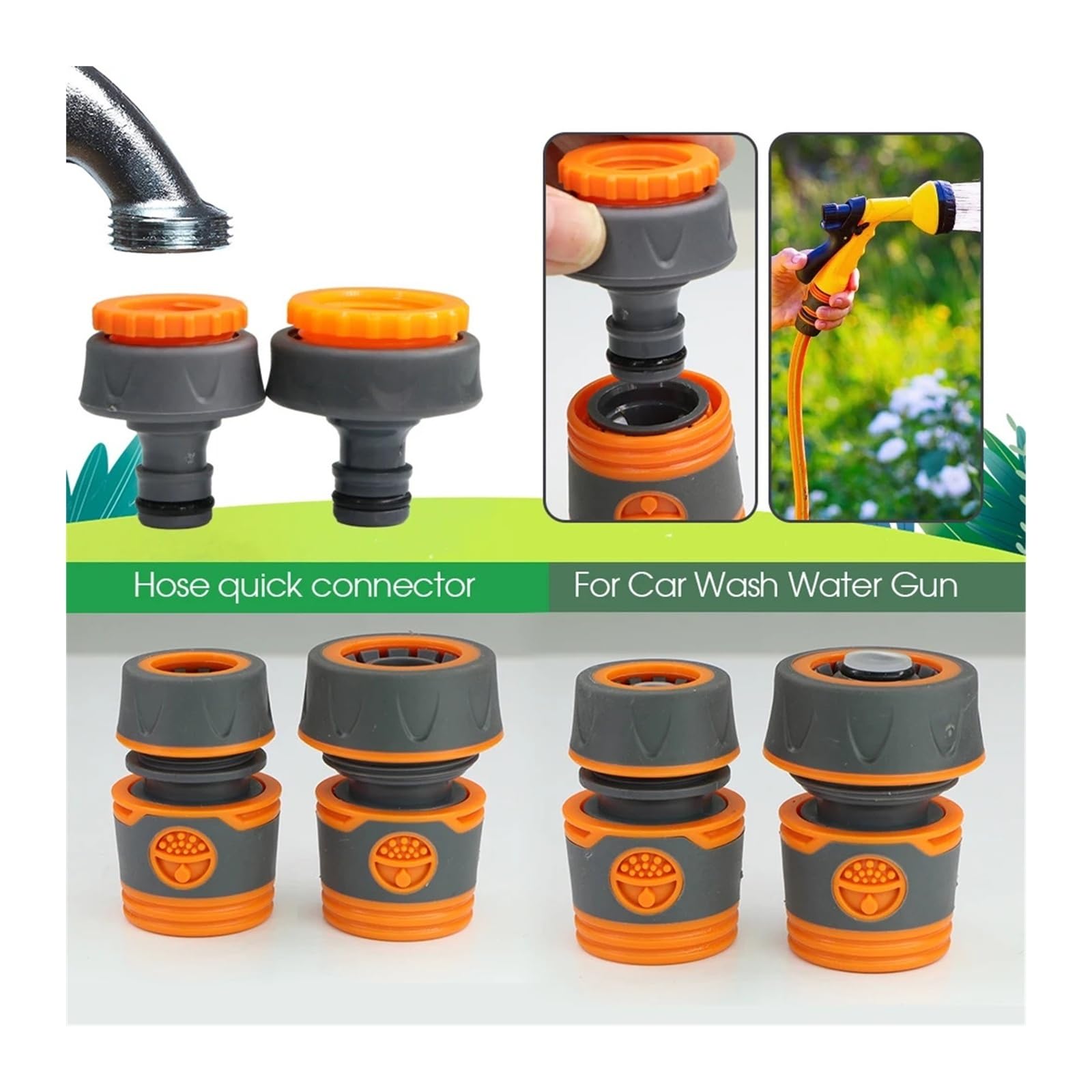 Conector rápido for Manguera de jardín de 5 Piezas de 1/2" y 3/4"(D5PCS)