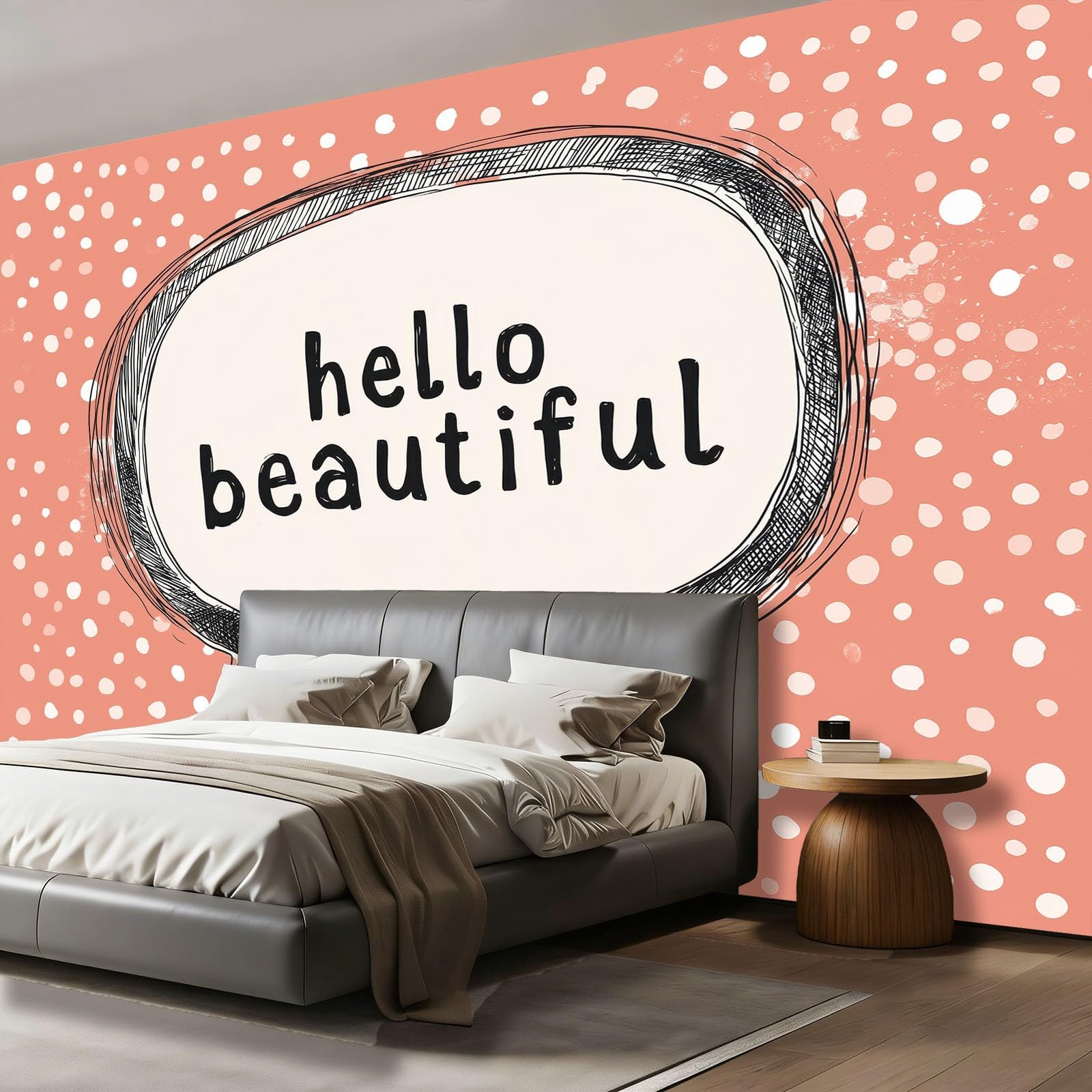 Tapeta 3D z włókniny litery w kropki 200 x 140 cm uroczy styl tapeta dekoracja ścienna do salonu sypialnia różowy