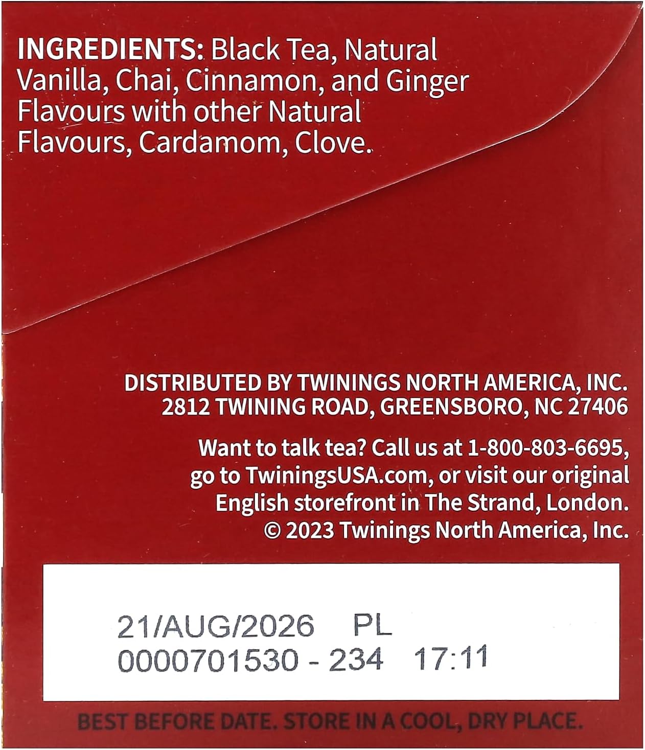 Twinings Tea Chai - French Vanilla - Case of 6-20 Bags