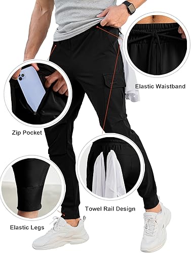 Miniatura 4 de Comdecevis Pantalones Jogger Cargo para Hombre Pantalones Deportivos Elásticos de Ajuste Ceñido Pantalones Tácticos con Bolsillos con Cremallera