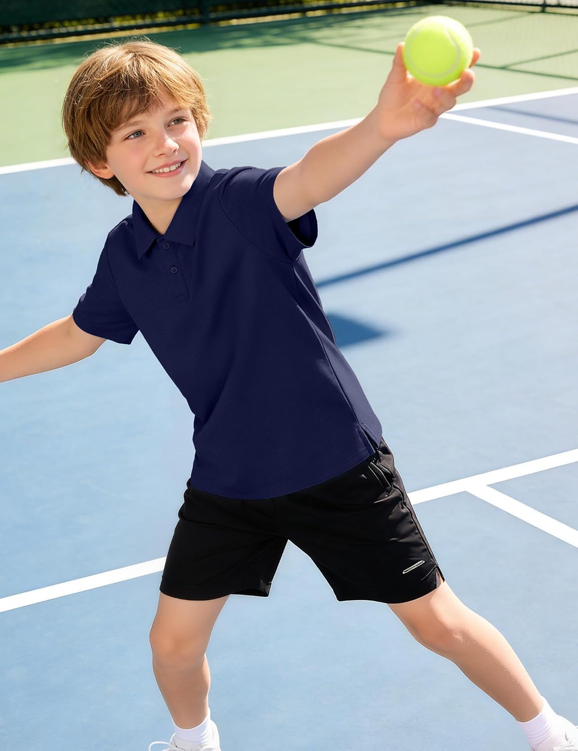 Auranso Boys Polo Shirts Kids Quick Dry Short Sleeve Golf Tennis T-Shirts image 3
