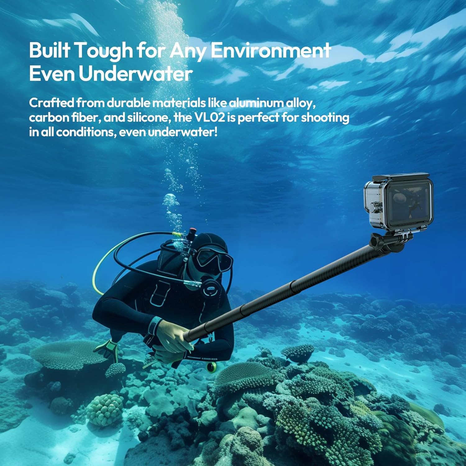 Person extending the ULANZI VL02 selfie stick