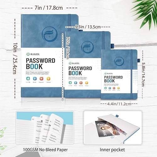 Vista 79 de Libro de contraseñas con pestañas alfabéticas, protector de contraseñas de tapa dura, organizador de cuadernos de contraseñas para computadora